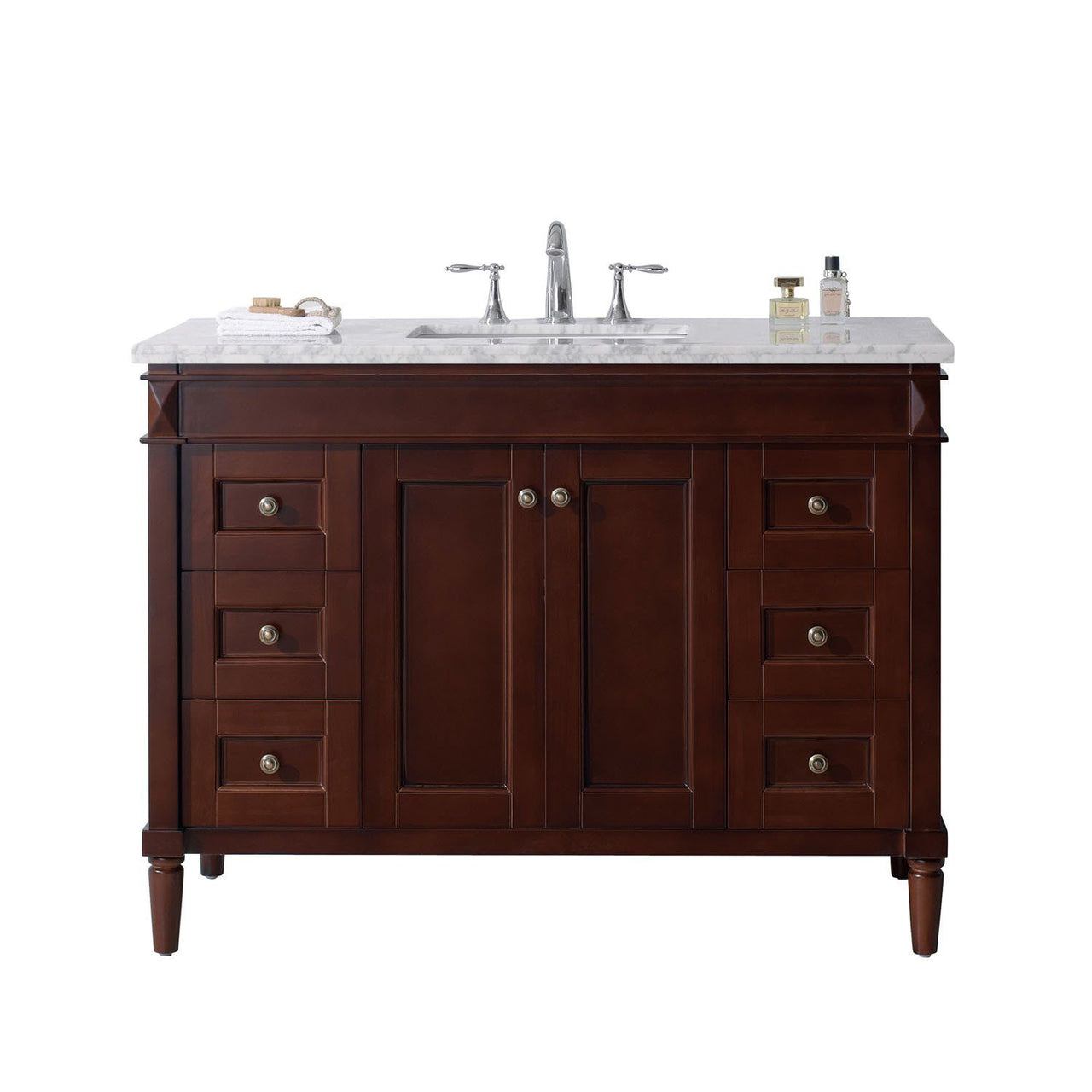 Virtu USA Tiffany 48" Single Square Sink Cherry Top Vanity in Cherry Vanity Virtu USA 