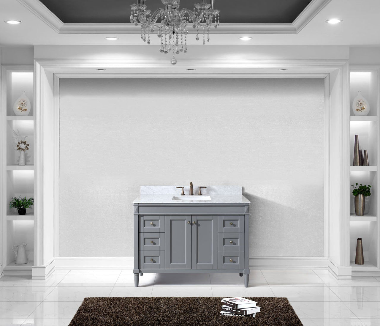 Virtu USA Tiffany 48" Single Square Sink Grey Top Vanity in Grey Vanity Virtu USA 