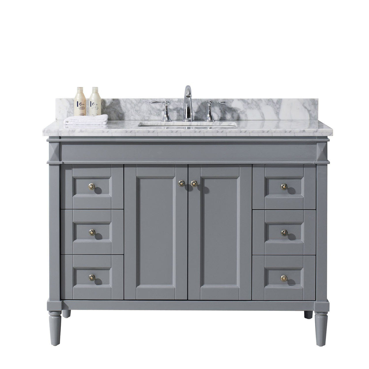 Virtu USA Tiffany 48" Single Square Sink Grey Top Vanity in Grey Vanity Virtu USA 