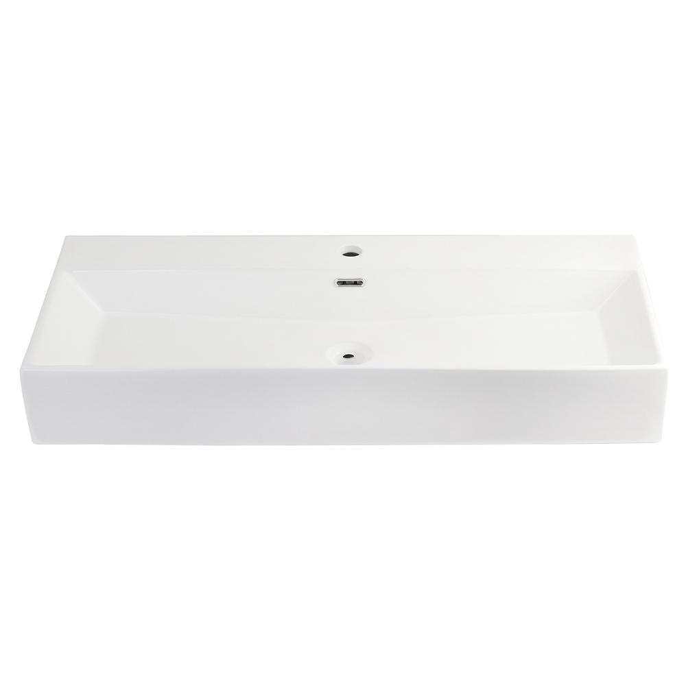 Fauceture EV3916 Elongated 39" x 16" Rectangular White Vessel Sink Bathroom Sink Kingston Brass Default Title 