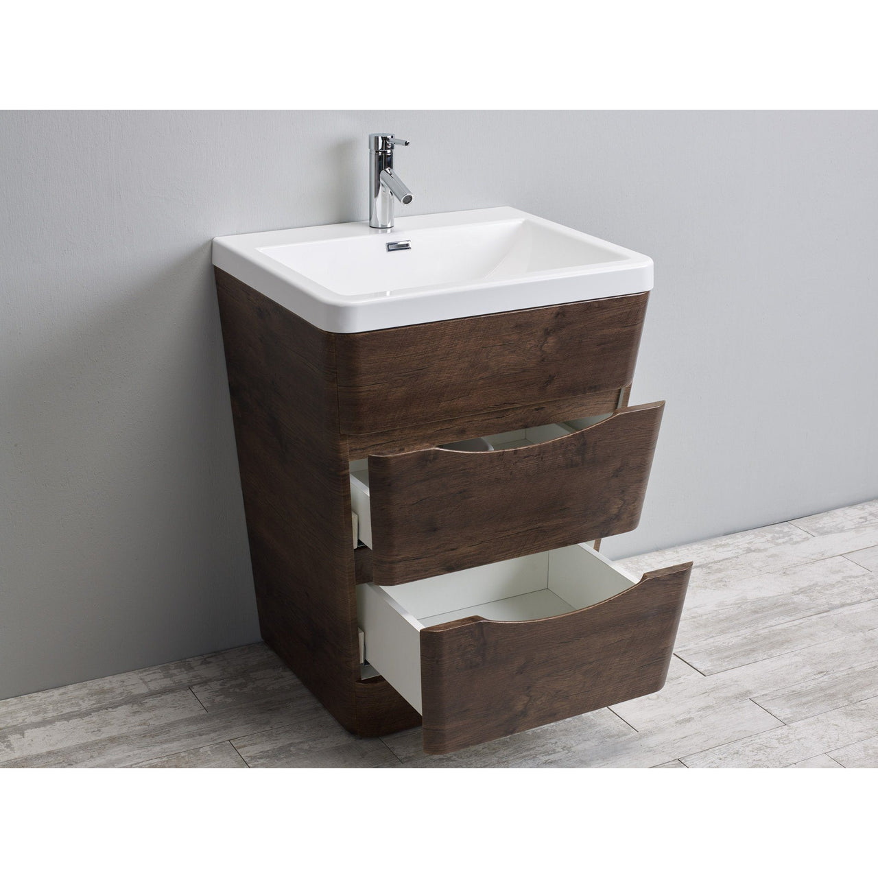 Eviva Victoria 25" Rosewood Modern Vanity with White Integrated Acrylic Sink Vanity Eviva 