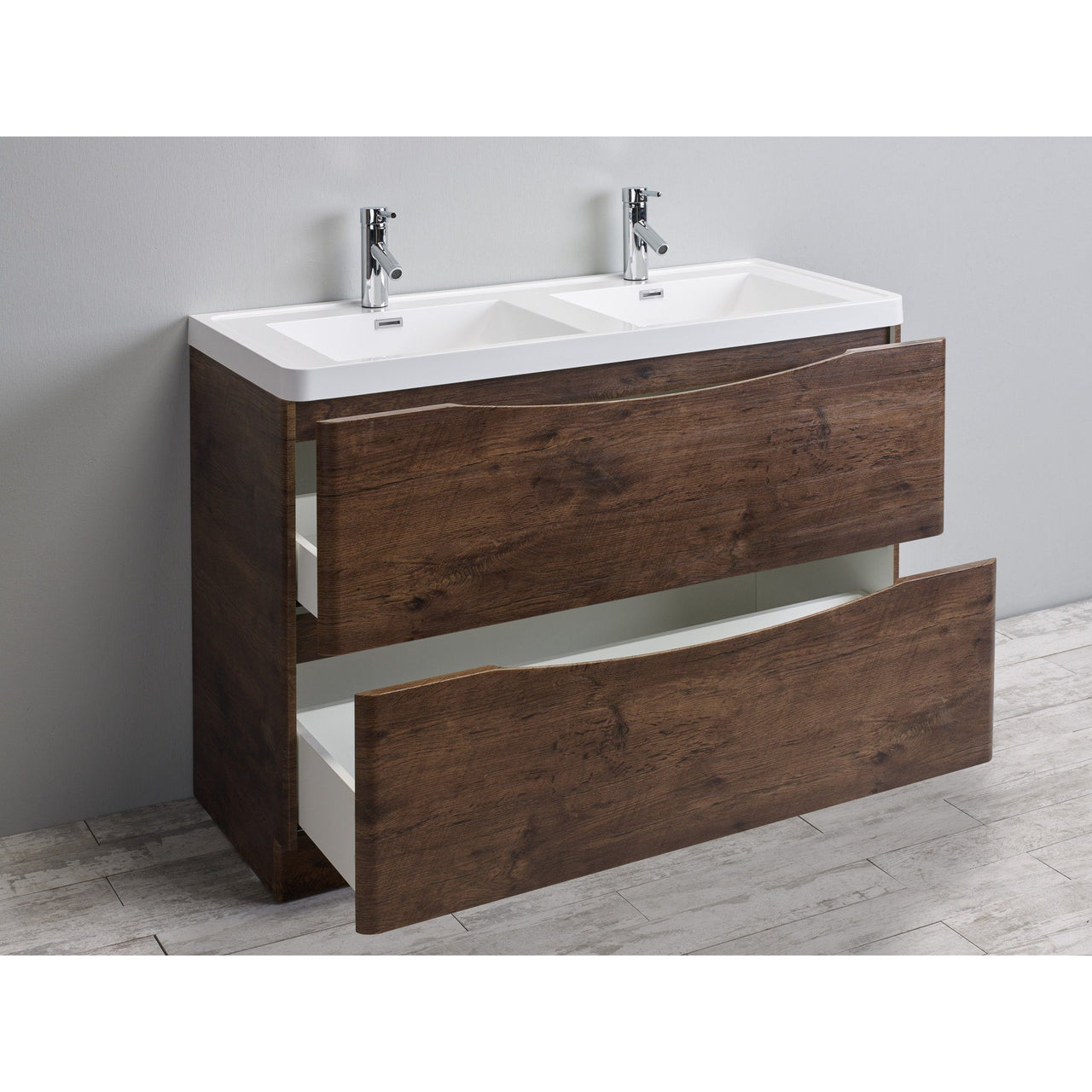 Eviva Smile® 48" Rosewood Modern Vanity Set with Integrated White Acrylic Double Sink Vanity Eviva 