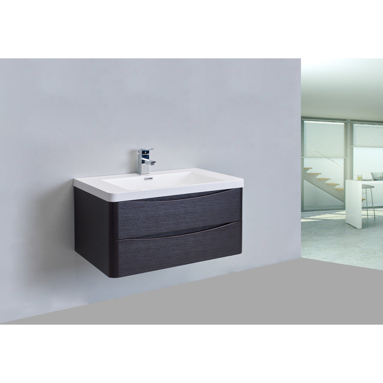 Eviva Smile® 36" Chest-nut Modern Vanity Set with Integrated White Acrylic Sink Vanity Eviva 