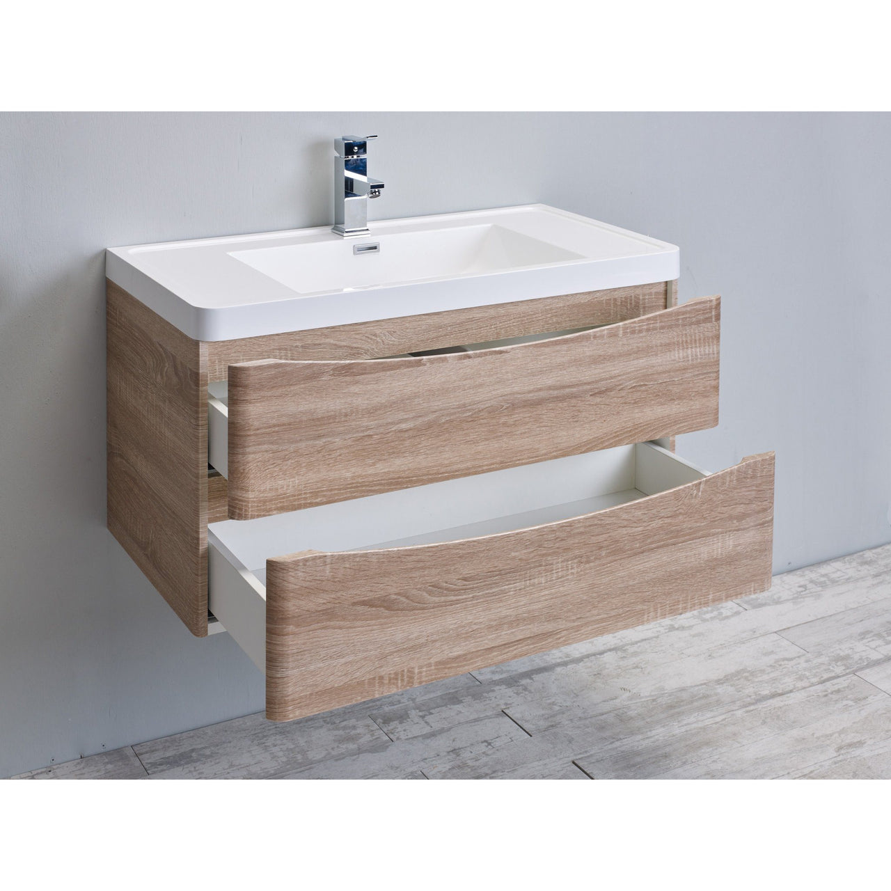 Eviva Smile® 36" White Oak Modern Vanity Set with Integrated White Acrylic Sink Vanity Eviva 