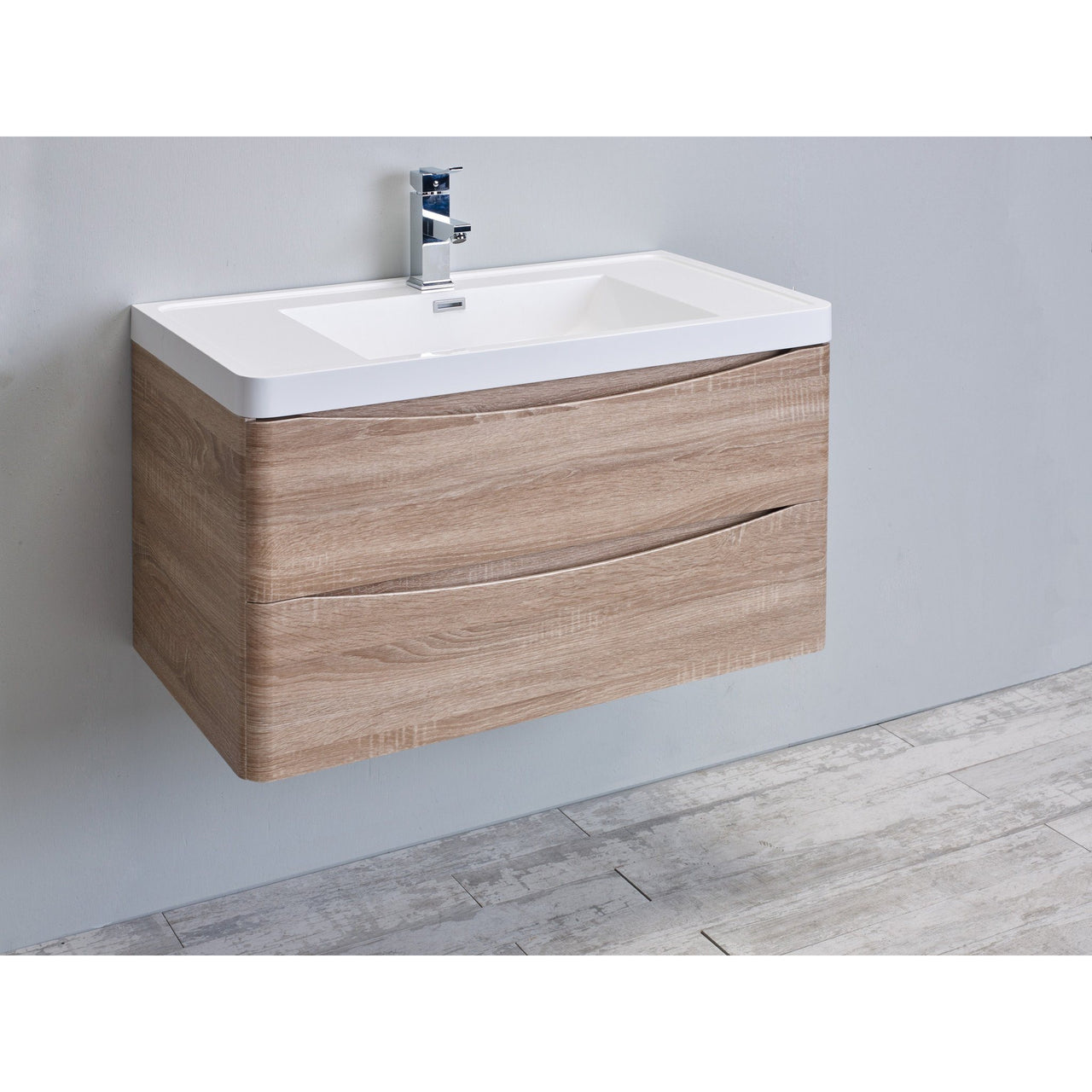 Eviva Smile® 36" White Oak Modern Vanity Set with Integrated White Acrylic Sink Vanity Eviva 