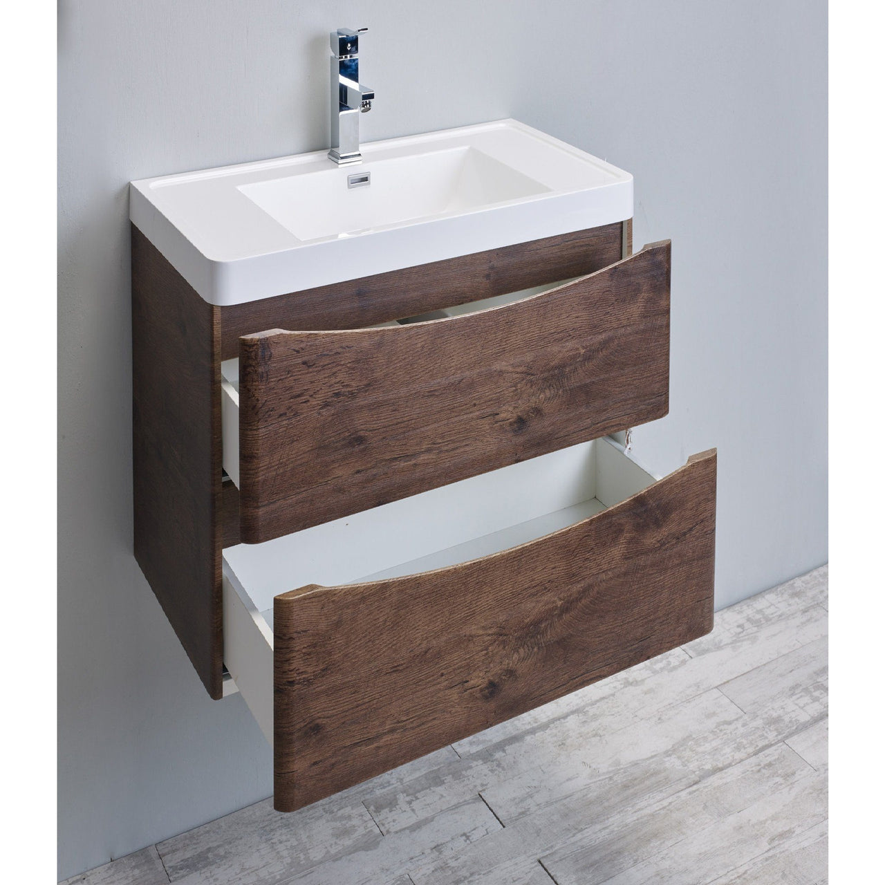 Eviva Smile® 24" Rosewood Modern Vanity Set with Integrated White Acrylic Sink Vanity Eviva 