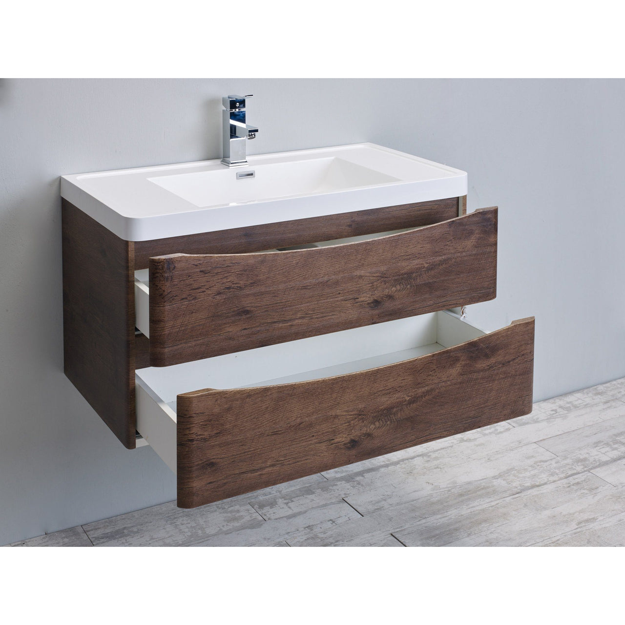 Eviva Smile® 36" Rosewood Modern Vanity Set with Integrated White Acrylic Sink Vanity Eviva 