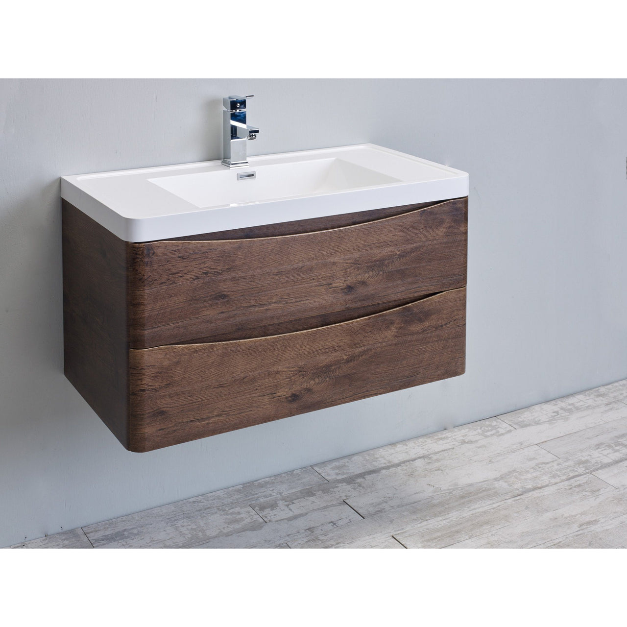 Eviva Smile® 36" Rosewood Modern Vanity Set with Integrated White Acrylic Sink Vanity Eviva 