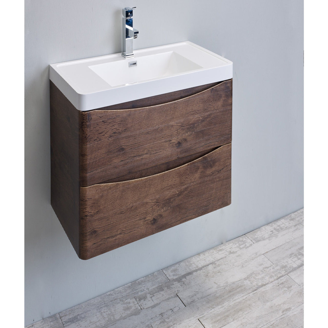 Eviva Smile® 24" Rosewood Modern Vanity Set with Integrated White Acrylic Sink Vanity Eviva 