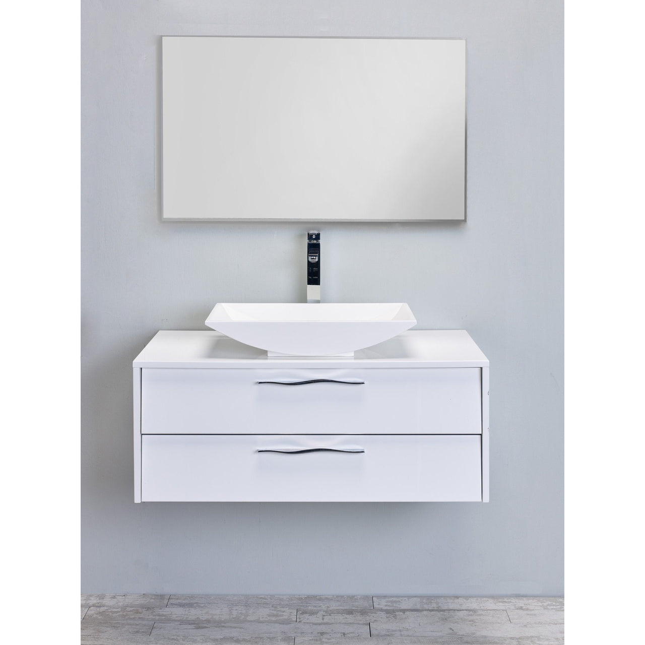 Eviva Zenvi® 39" White Modern Vanity Set with Overmount White Acrylic Sink Vanity Eviva 