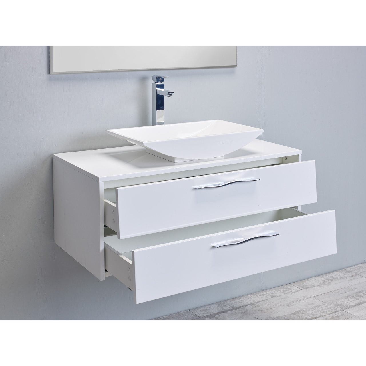 Eviva Zenvi® 39" White Modern Vanity Set with Overmount White Acrylic Sink Vanity Eviva 