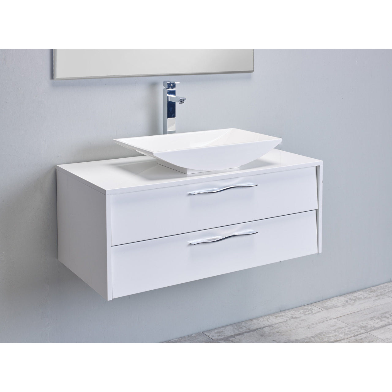 Eviva Zenvi® 39" White Modern Vanity Set with Overmount White Acrylic Sink Vanity Eviva 