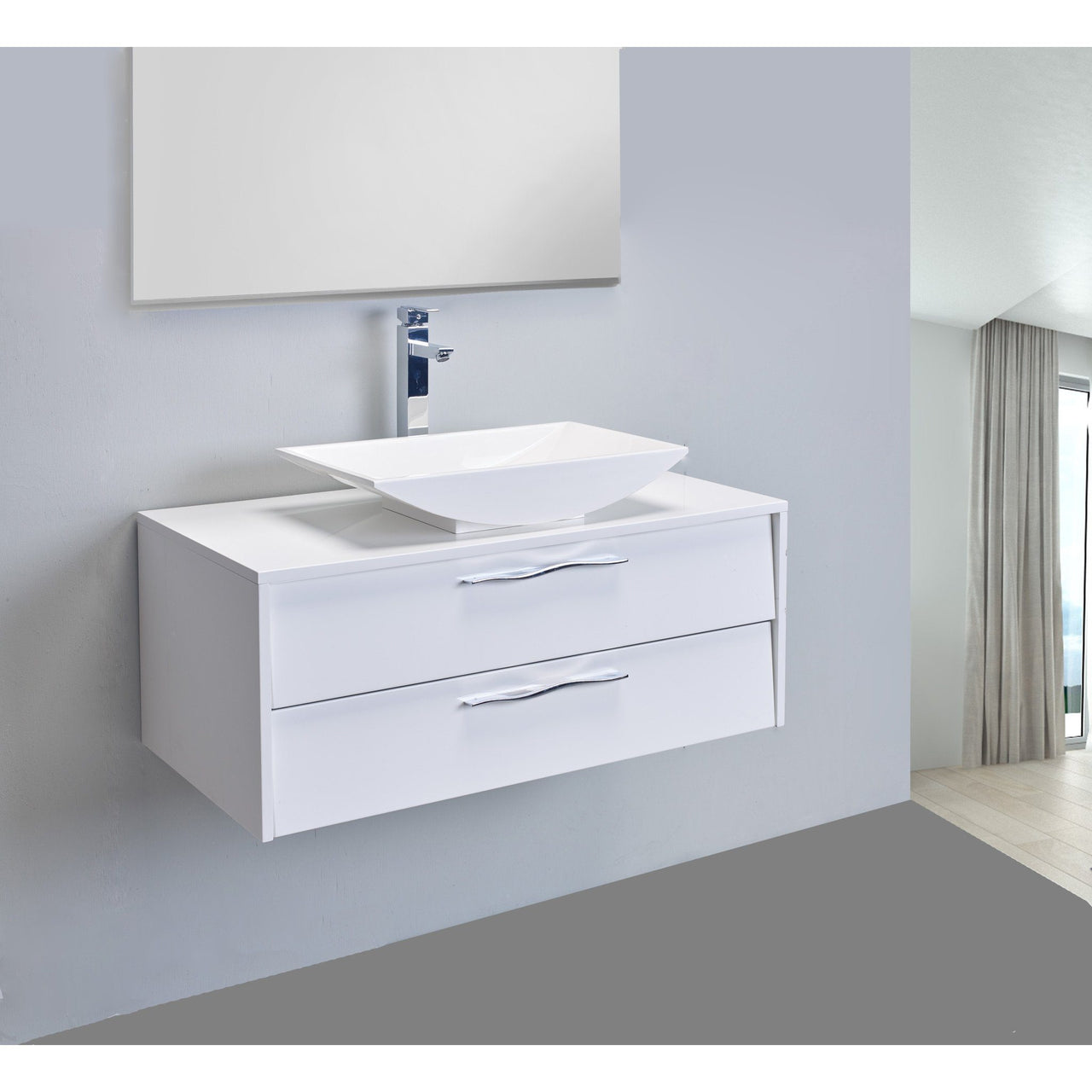Eviva Zenvi® 39" White Modern Vanity Set with Overmount White Acrylic Sink Vanity Eviva 