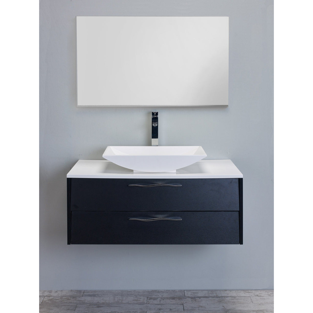Eviva Zenvi® 39" Black Wood Modern Vanity Set with Overmount White Acrylic Sink Vanity Eviva 