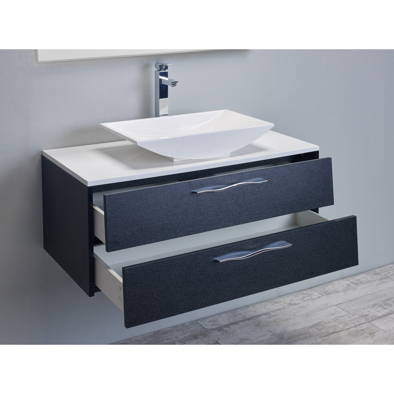 Eviva Zenvi® 39" Black Wood Modern Vanity Set with Overmount White Acrylic Sink Vanity Eviva 
