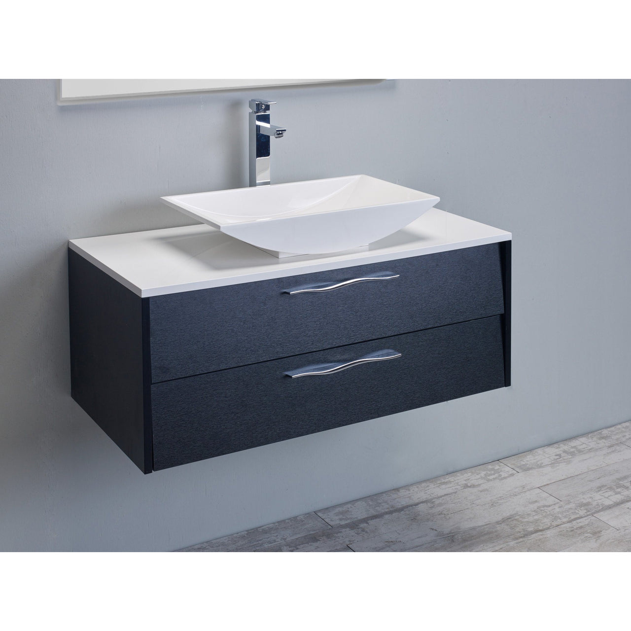 Eviva Zenvi® 39" Black Wood Modern Vanity Set with Overmount White Acrylic Sink Vanity Eviva 
