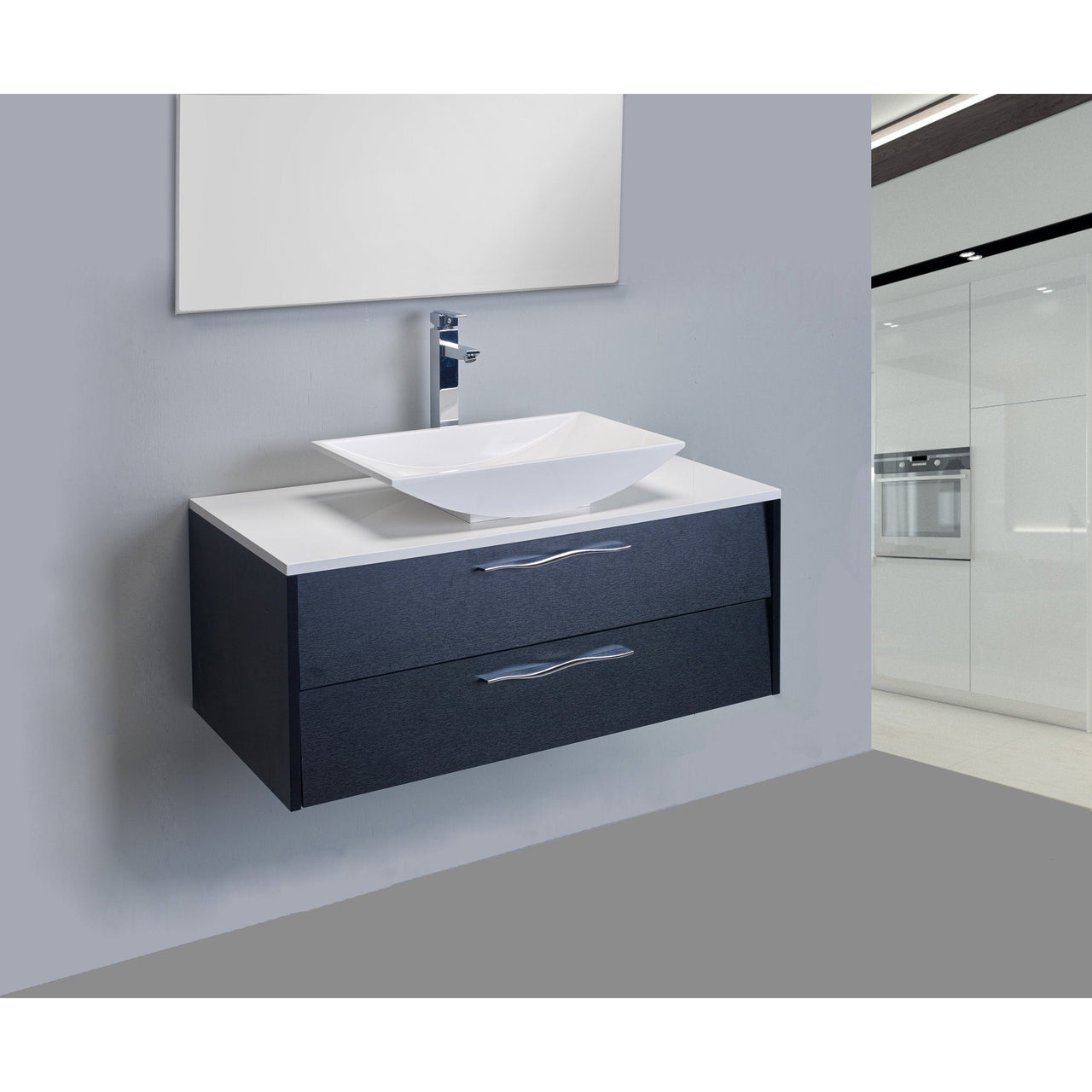 Eviva Zenvi® 39" Black Wood Modern Vanity Set with Overmount White Acrylic Sink Vanity Eviva 