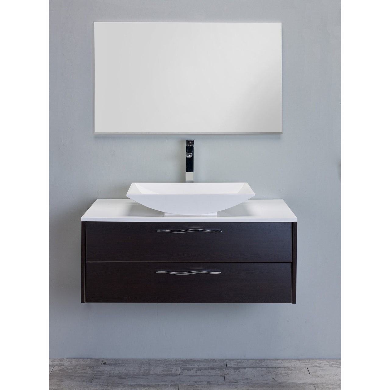 Eviva Zenvi® 39" Wenge (Dark Brown) Modern Vanity Set with Overmount White Acrylic Sink Vanity Eviva 