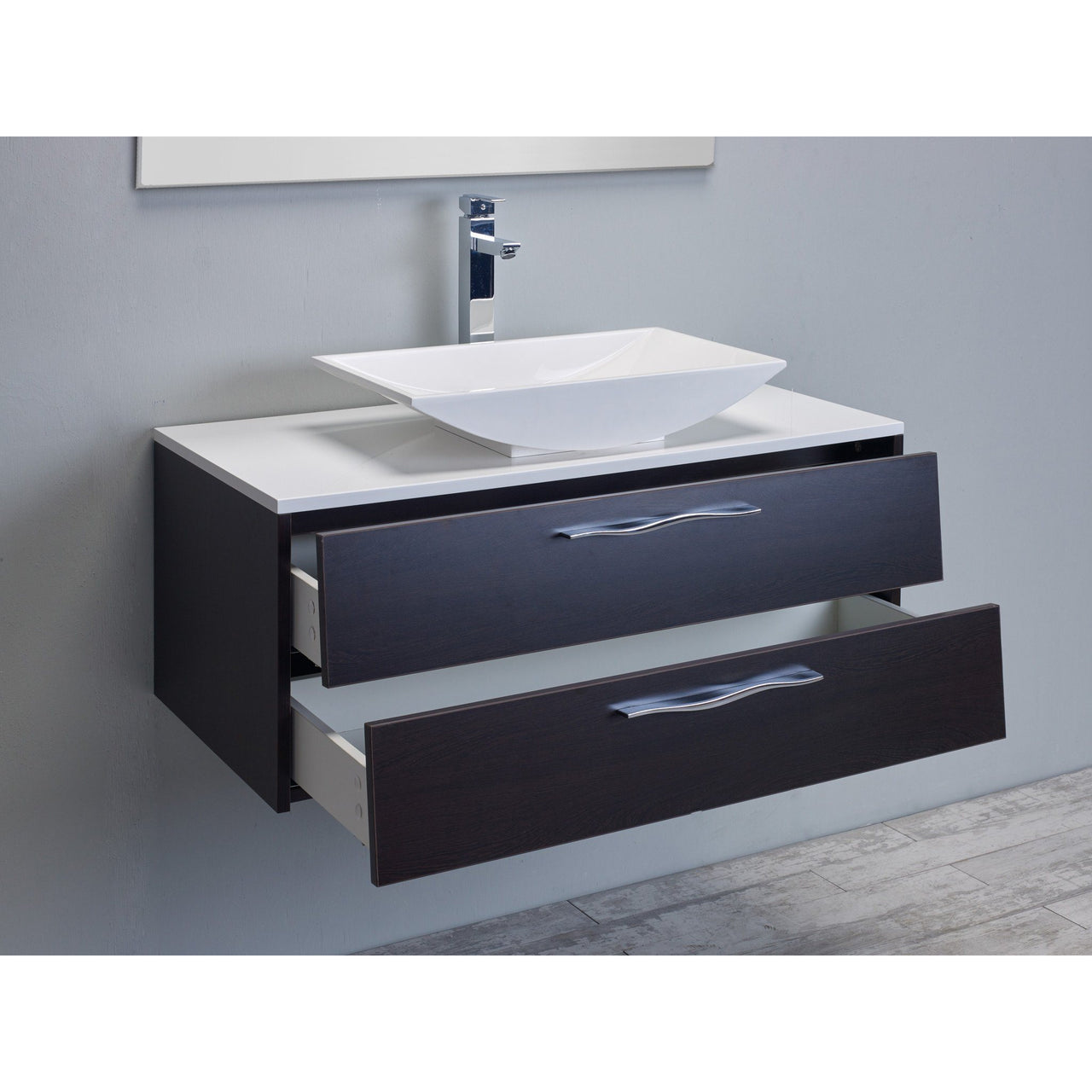 Eviva Zenvi® 39" Wenge (Dark Brown) Modern Vanity Set with Overmount White Acrylic Sink Vanity Eviva 