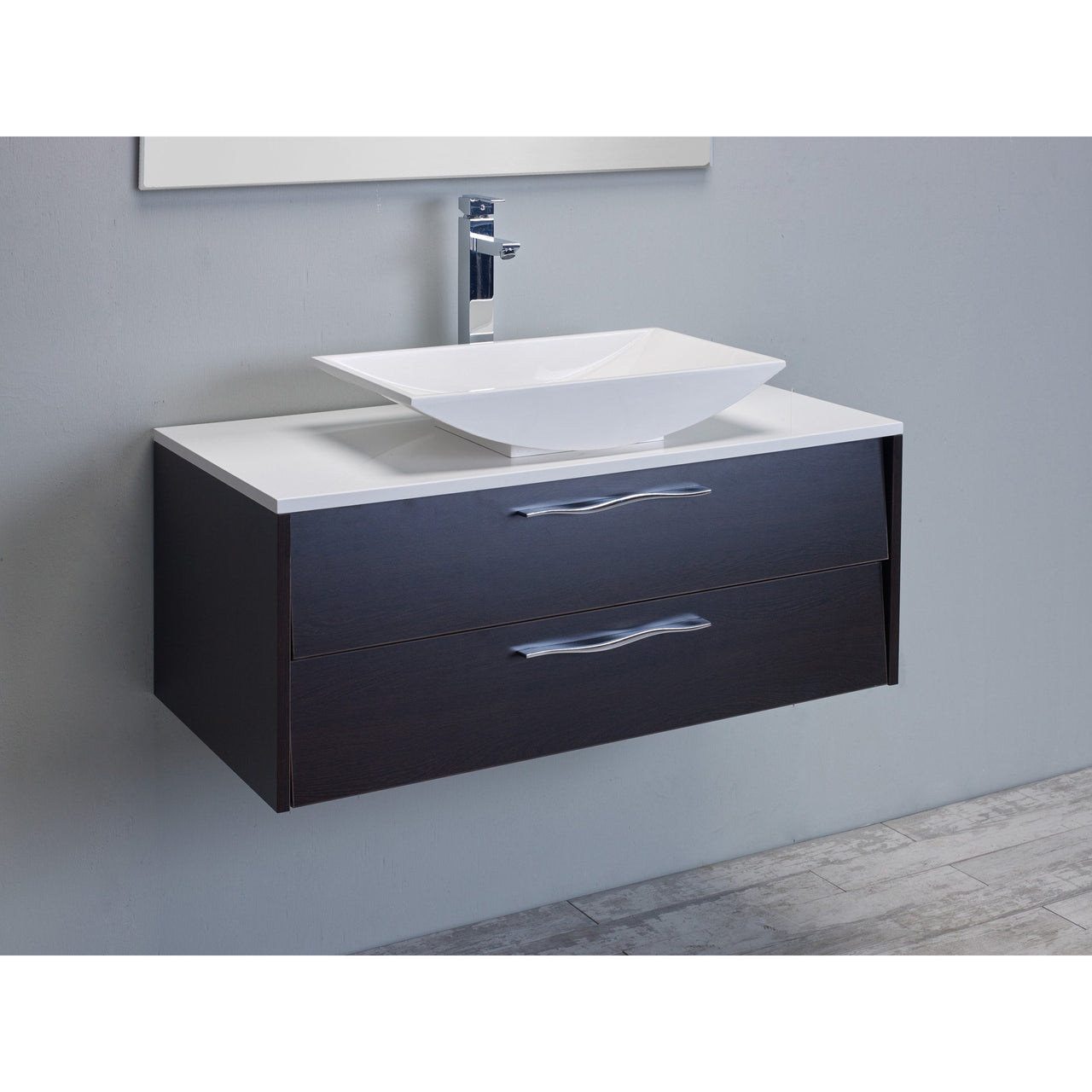 Eviva Zenvi® 39" Wenge (Dark Brown) Modern Vanity Set with Overmount White Acrylic Sink Vanity Eviva 
