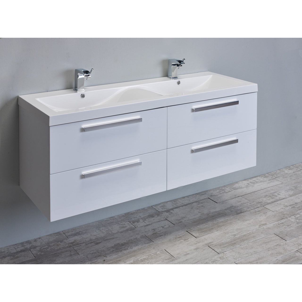 Eviva Largo® 57" White Modern Vanity Set with Integrated White Acrylic Double Sink Vanity Eviva 