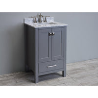Thumbnail for Eviva Aberdeen 24 Transitional Grey Vanity with White Carrera Countertop Vanity Eviva 