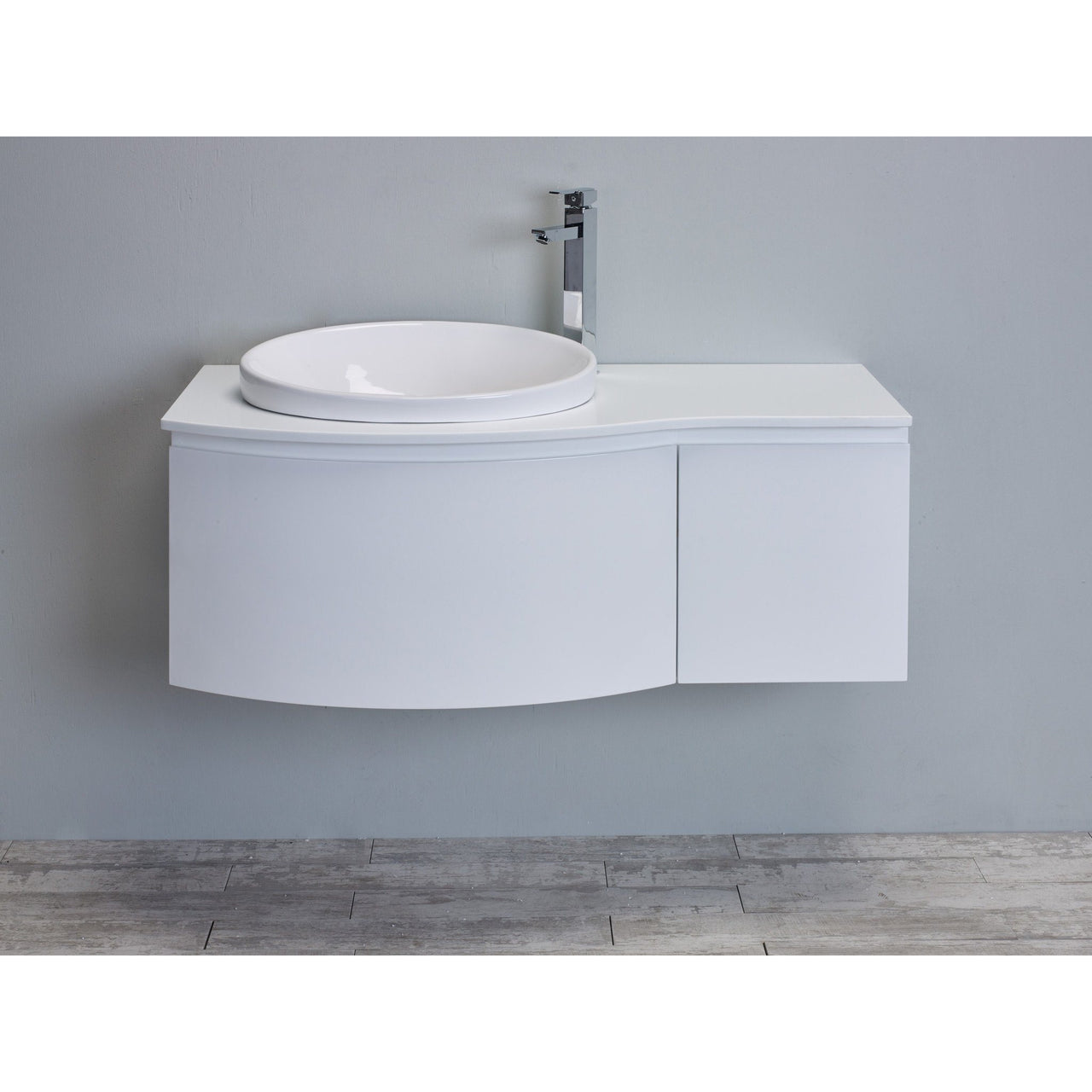 Eviva Curvy 48" White Modern Vanity Wall Mount with Glassos Counter-top & Sink Vanity Eviva 