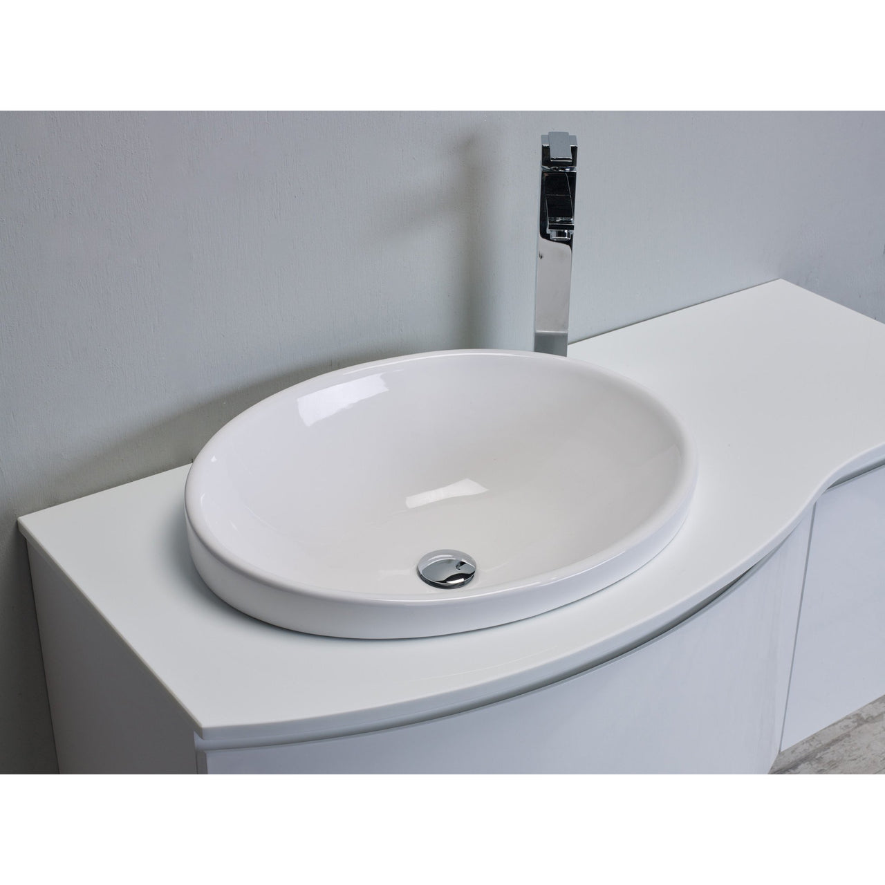 Eviva Curvy 48" White Modern Vanity Wall Mount with Glassos Counter-top & Sink Vanity Eviva 