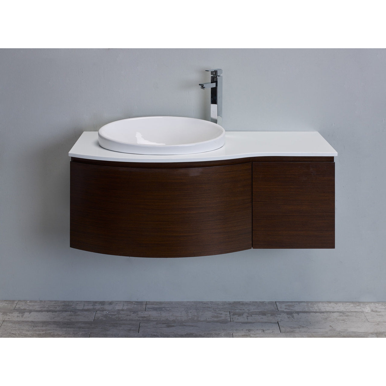 Eviva Curvy 48" Iron Wood Modern Vanity, Wall Mount with Glassos Counter-top & Sink Vanity Eviva 