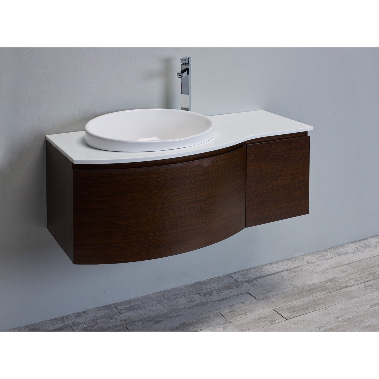 Eviva Curvy 48" Iron Wood Modern Vanity, Wall Mount with Glassos Counter-top & Sink Vanity Eviva 