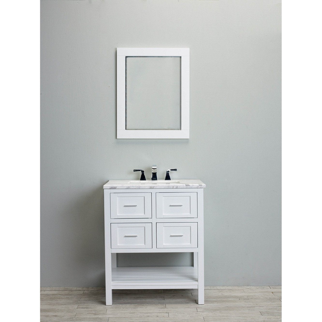 Eviva Natalie F.® 30" White Vanity with White Jazz Marble Counter-top & White Undermount Porcelain Sink Vanity Eviva 
