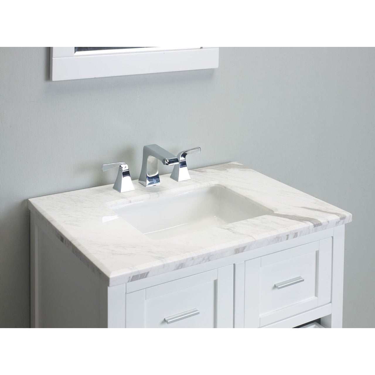 Eviva Natalie F.® 30" White Vanity with White Jazz Marble Counter-top & White Undermount Porcelain Sink Vanity Eviva 