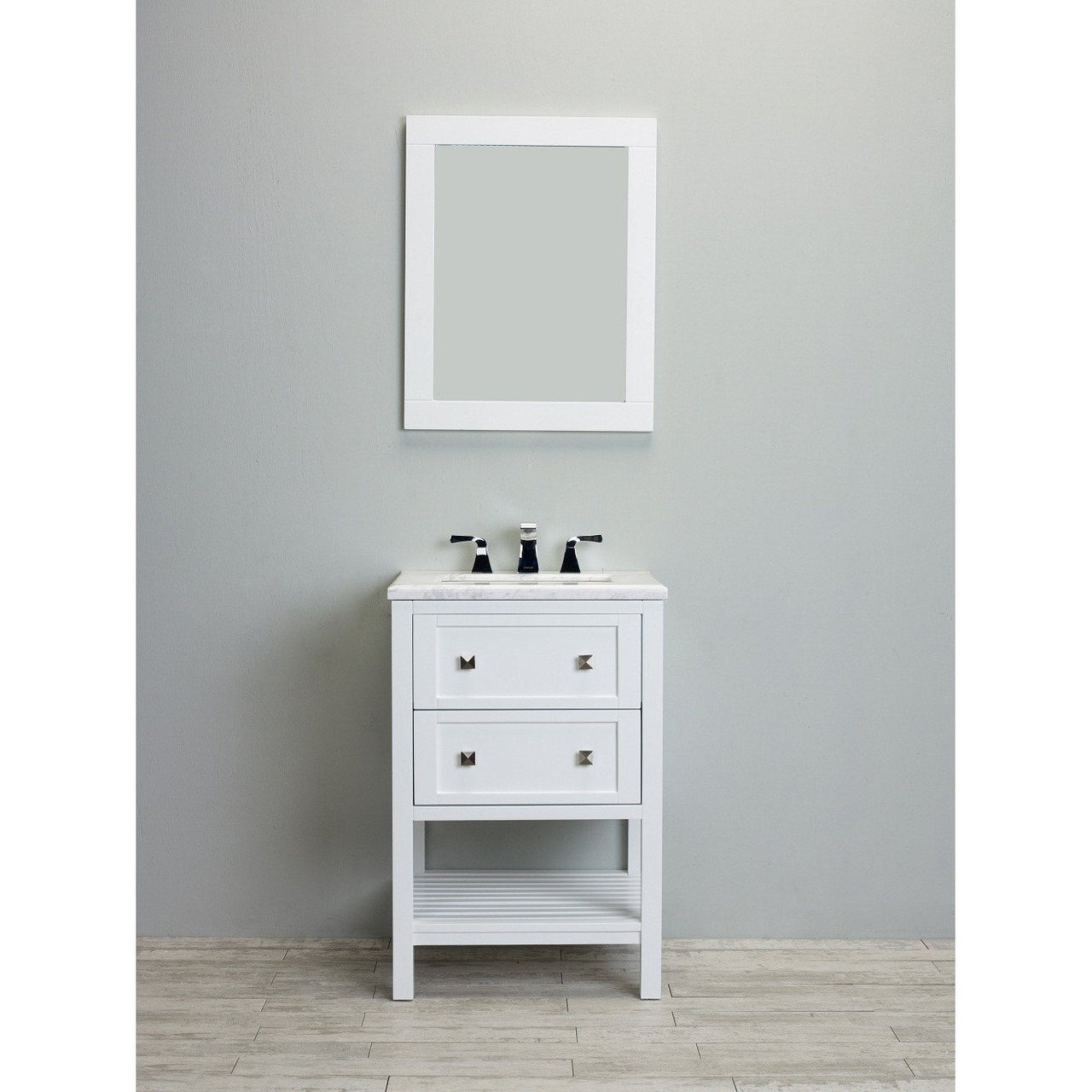Eviva Natalie F.® 24" White Vanity with White Jazz Marble Counter-top & White Undermount Porcelain Sink Vanity Eviva 