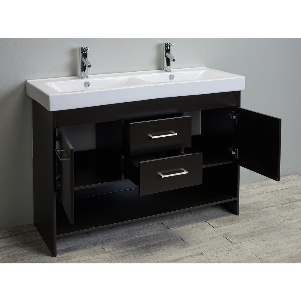 Totti Gloria 48-Inch Espresso Double Sink Vanity with White Integrated Double Porcelain Sink Vanity Eviva 