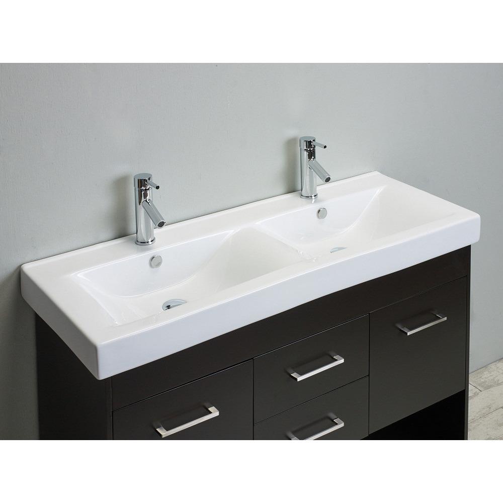 Totti Gloria 48-Inch Espresso Double Sink Vanity with White Integrated Double Porcelain Sink Vanity Eviva 