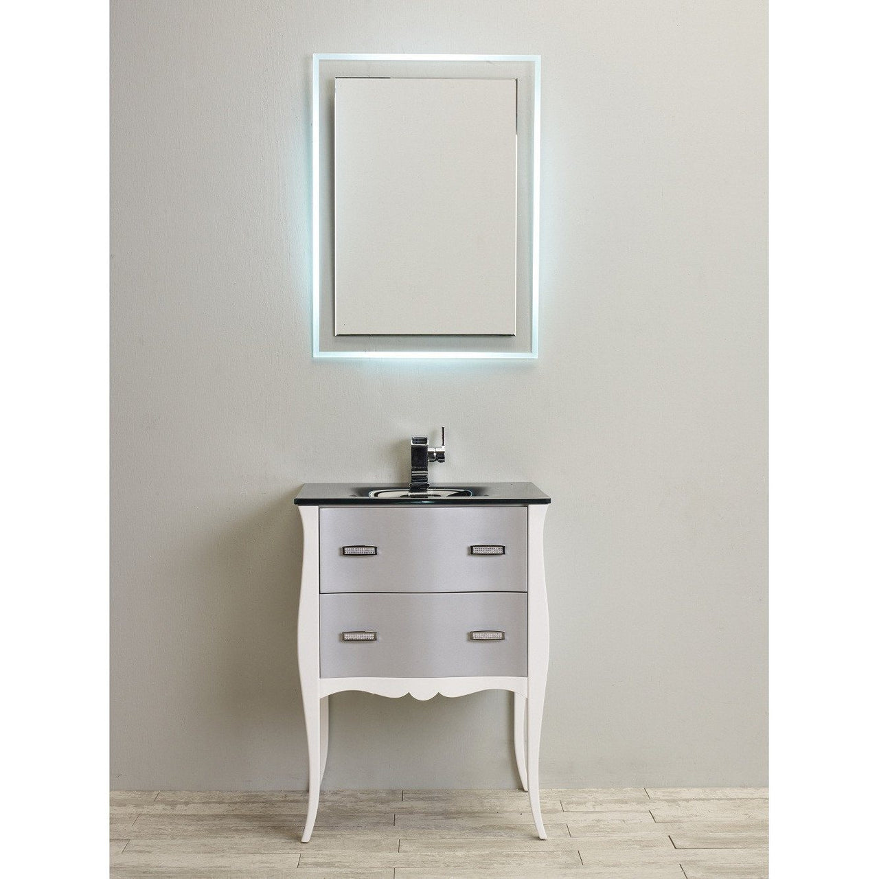 Eviva Aranjuez 24" Modern Bathroom Vanity Set w/ Integrated Sink White & Silver Vanity Eviva 