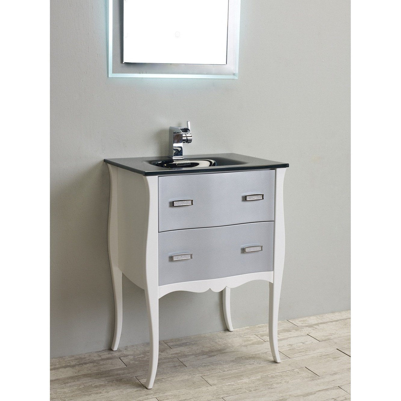 Eviva Aranjuez 24" Modern Bathroom Vanity Set w/ Integrated Sink White & Silver Vanity Eviva 