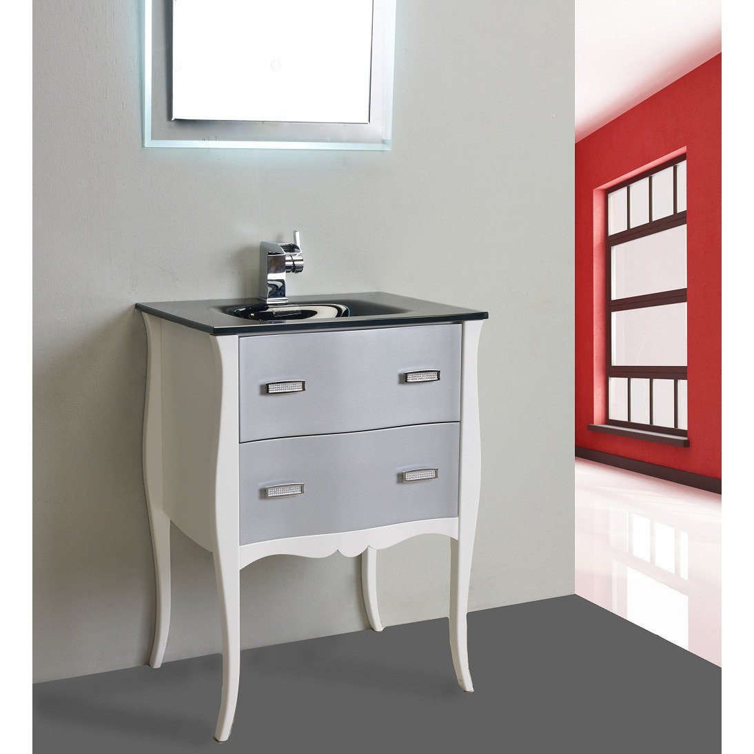 Eviva Aranjuez 24" Modern Bathroom Vanity Set w/ Integrated Sink White & Silver Vanity Eviva 
