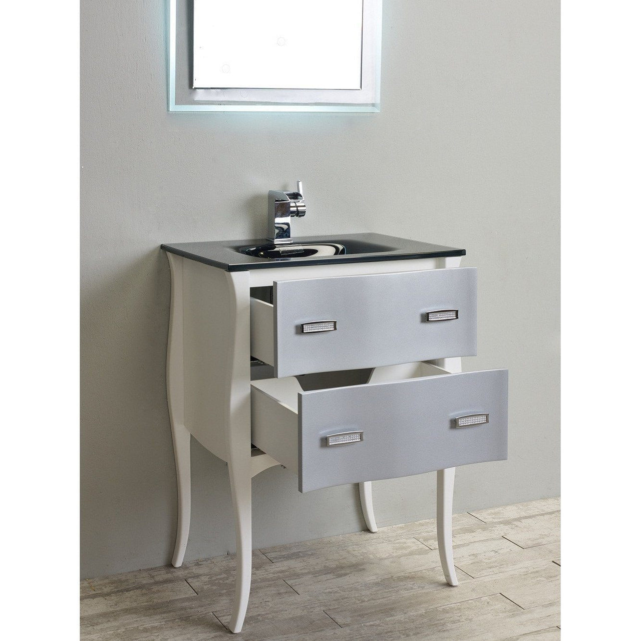 Eviva Aranjuez 24" Modern Bathroom Vanity Set w/ Integrated Sink White & Silver Vanity Eviva 