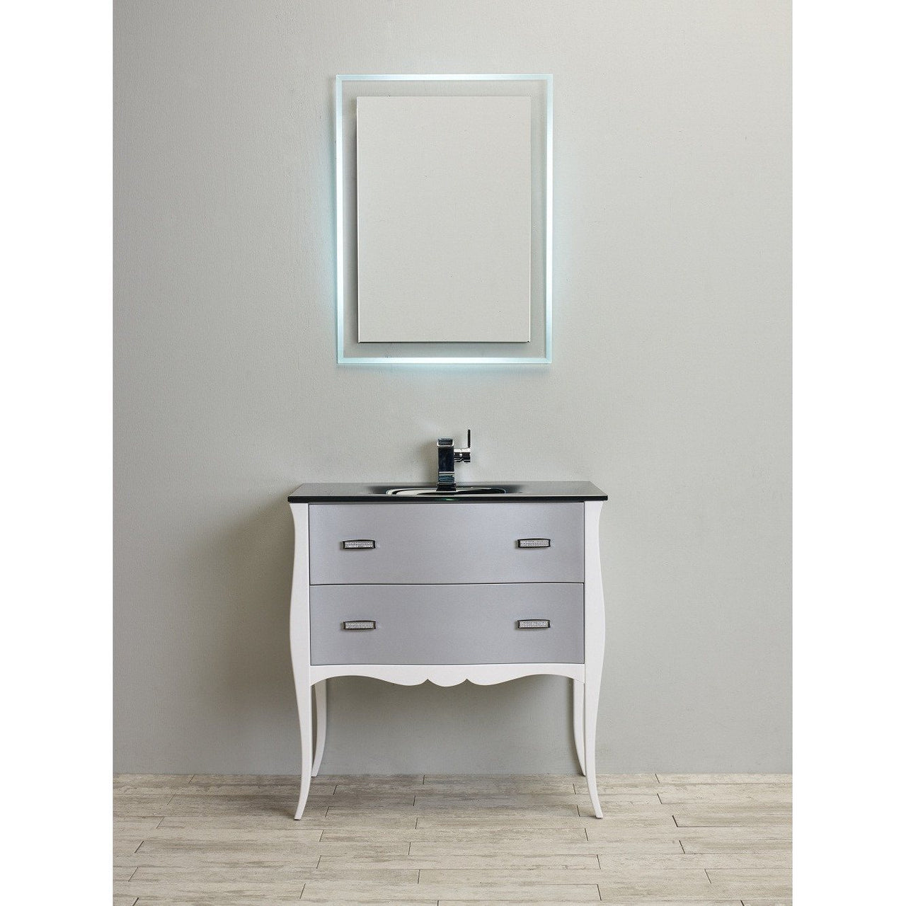 Eviva Aranjuez 32" White & Silver Modern Bathroom Vanity Set w/ Integrated Sink Vanity Eviva 