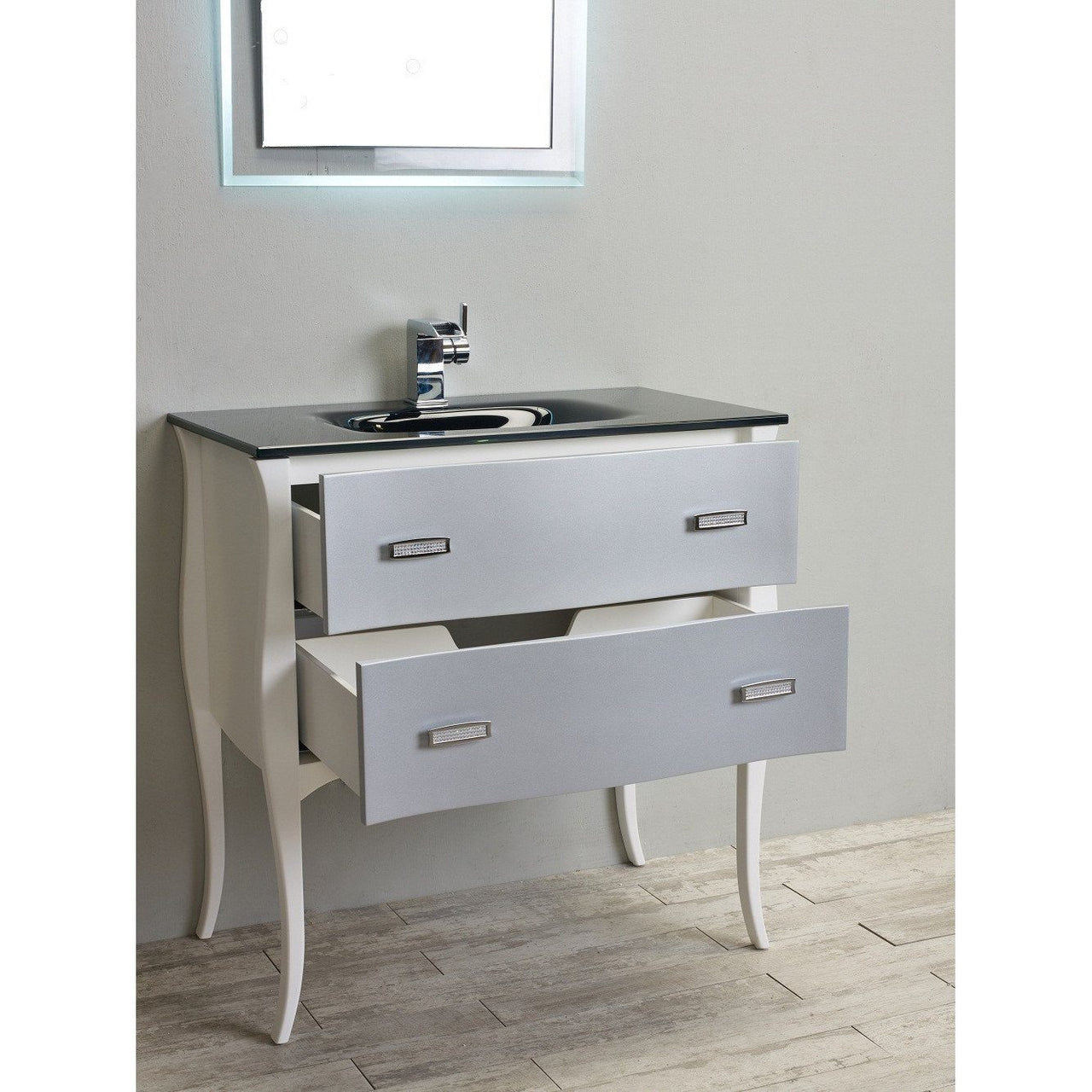 Eviva Aranjuez 32" White & Silver Modern Bathroom Vanity Set w/ Integrated Sink Vanity Eviva 