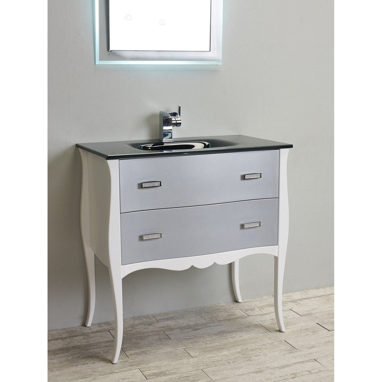Eviva Aranjuez 32" White & Silver Modern Bathroom Vanity Set w/ Integrated Sink Vanity Eviva 