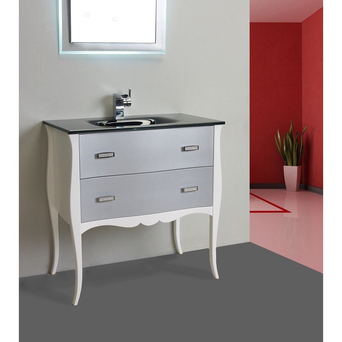 Eviva Aranjuez 32" White & Silver Modern Bathroom Vanity Set w/ Integrated Sink Vanity Eviva 