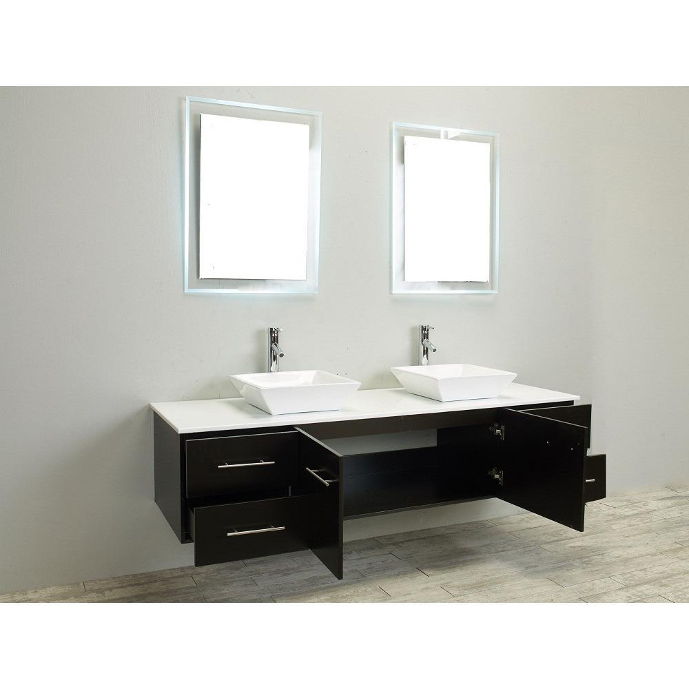 Totti Wave 72-Inch Espresso Modern Double Sink Vanity With Counter-Top And Double Sinks Vanity Eviva 