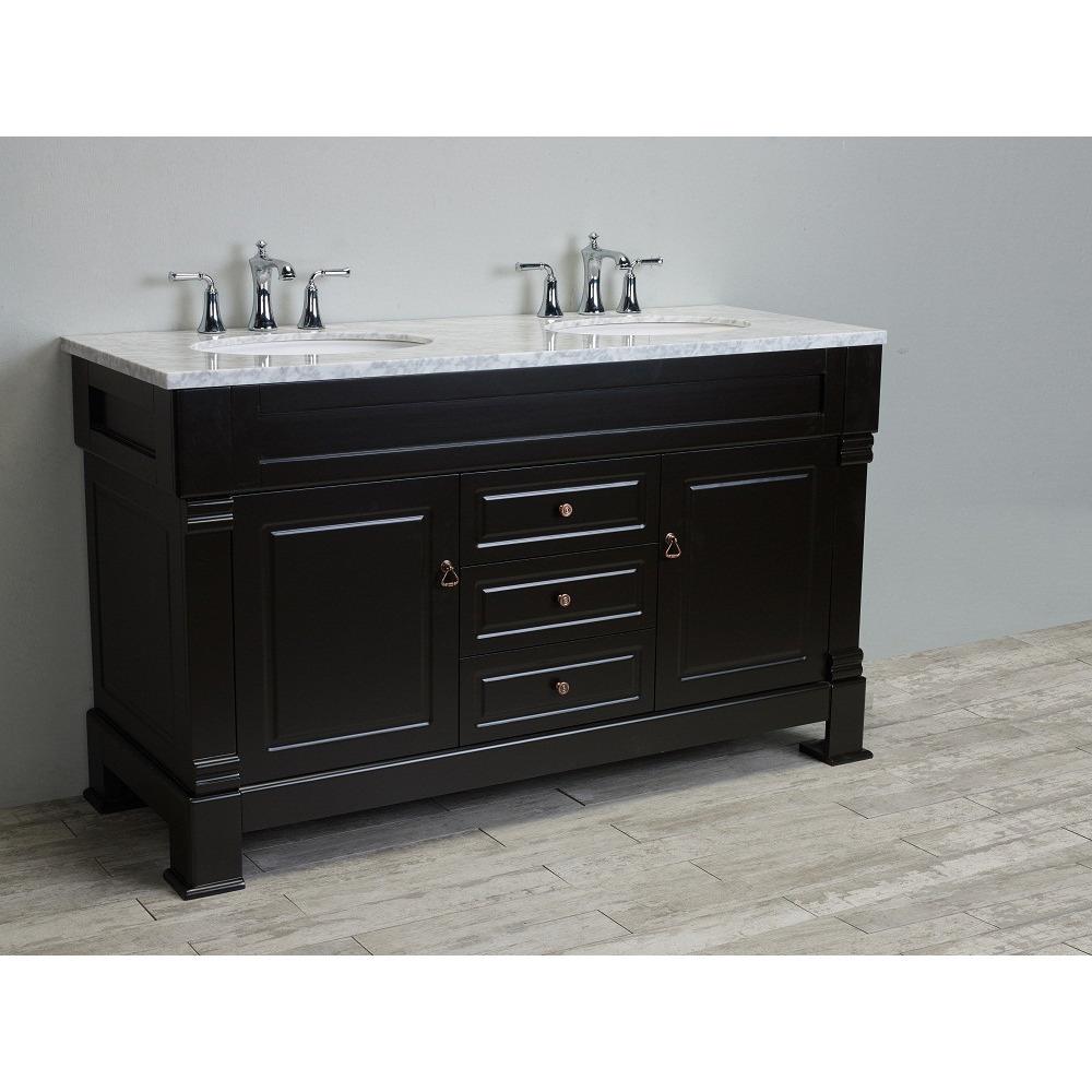 Totti Alfredo 60-Inch Traditional Vanity with White Carrera Marble Counter-top Vanity Eviva 