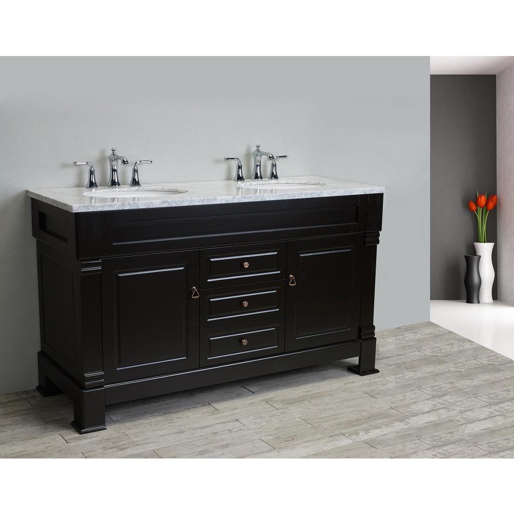 Totti Alfredo 60-Inch Traditional Vanity with White Carrera Marble Counter-top Vanity Eviva 