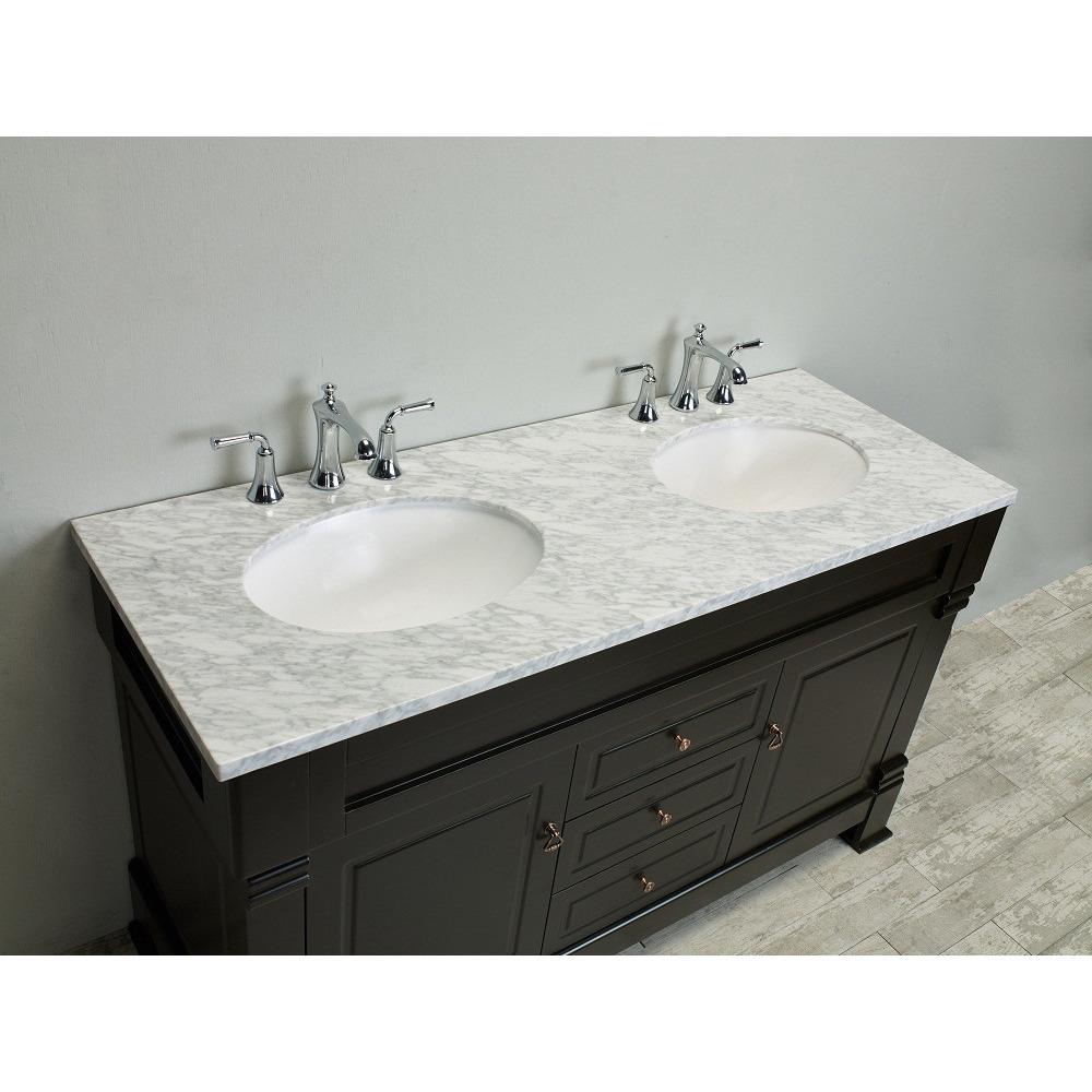 Totti Alfredo 60-Inch Traditional Vanity with White Carrera Marble Counter-top Vanity Eviva 