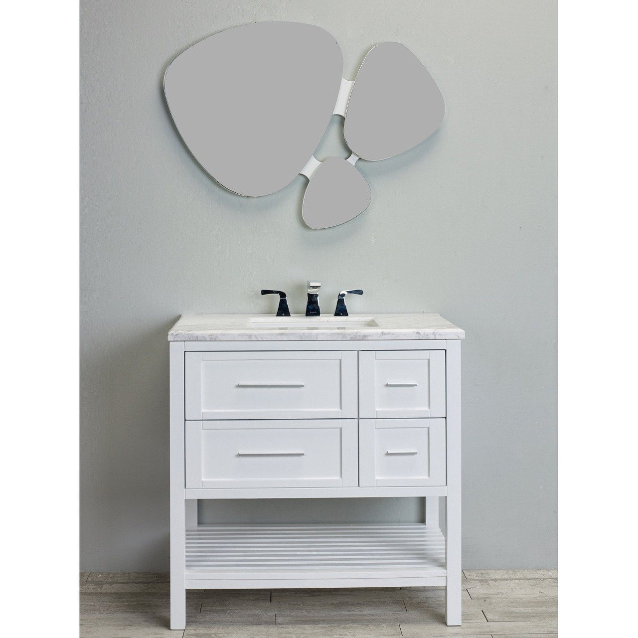 Eviva Natalie Plus F.® 36" White Vanity with White Jazz Marble Counter-top & White Undermount Porcelain Sink Vanity Eviva 