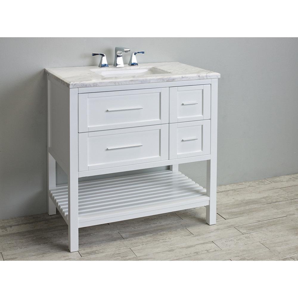 Eviva Natalie Plus F.® 36" White Vanity with White Jazz Marble Counter-top & White Undermount Porcelain Sink Vanity Eviva 