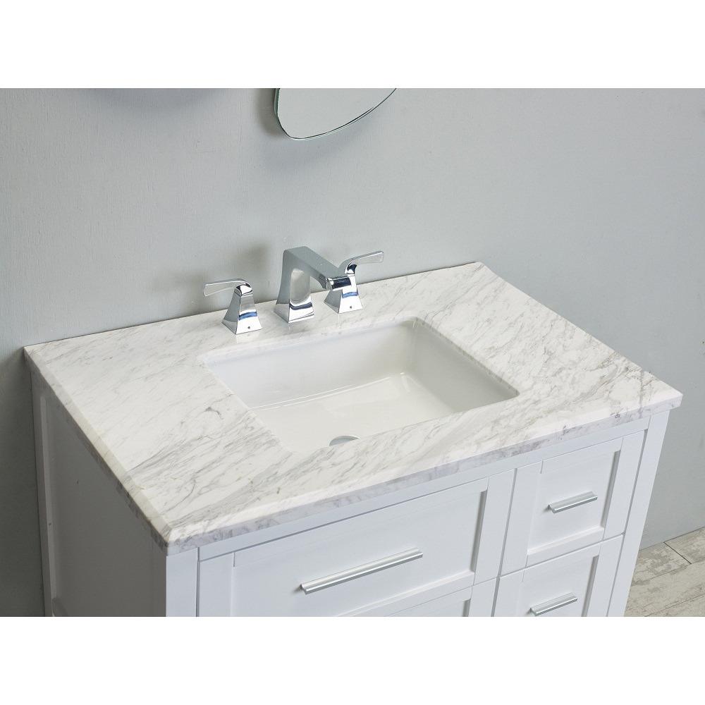 Eviva Natalie Plus F.® 36" White Vanity with White Jazz Marble Counter-top & White Undermount Porcelain Sink Vanity Eviva 